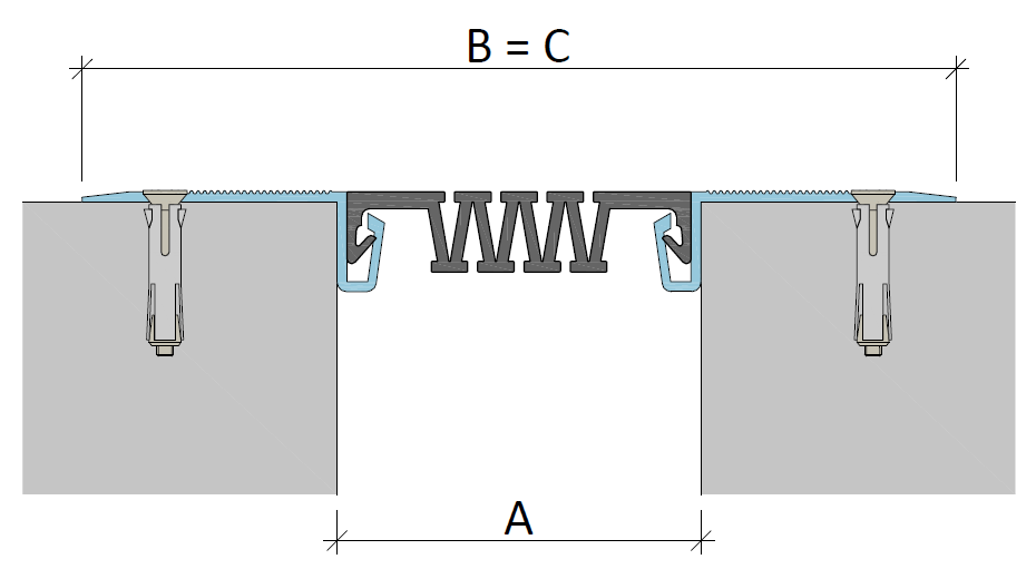 Схема монтажа деформационного шва Аквастоп ДШС–16–УГЛ.Ш / 055 - 2
