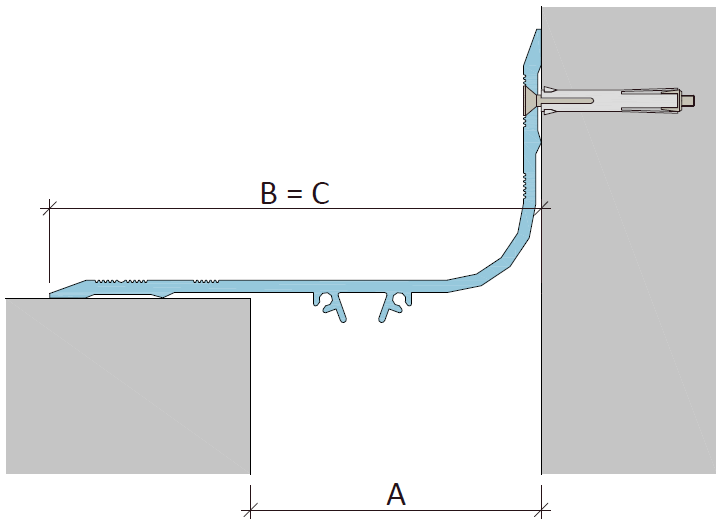 Схема монтажа деформационного шва Аквастоп ПСА.УГЛ–075 (анкер)